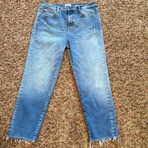 Kensie Vintage Luxe Amber High Rise Stovepipe Crop Jeans Raw Hem Size 10